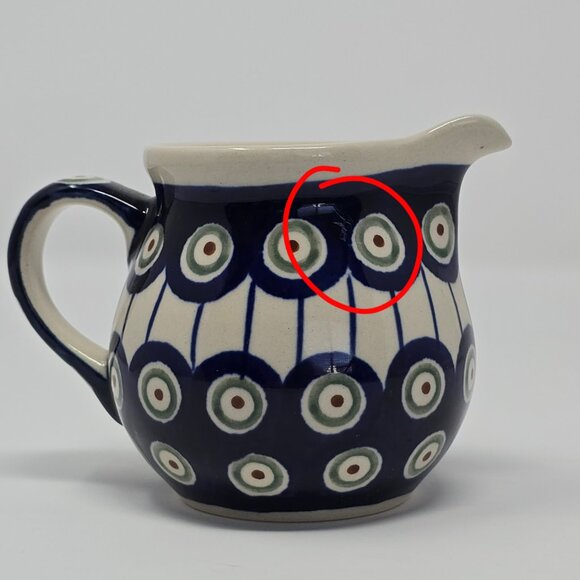 Polish Boleslawiec Mini Creamer Pitcher Hand Made Peacock Eye Pattern Stoneware - Picture 6 of 12